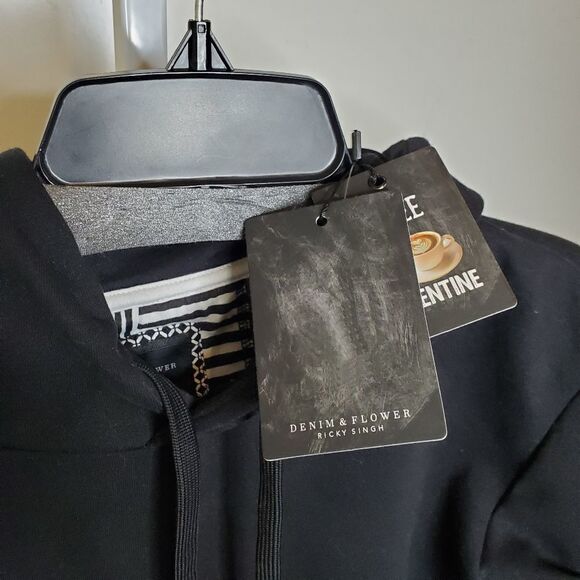 NEW SINGLE BLACK WHITE DEFINITION HOODIE HOODED SWEATSHIRT S SMALL - Picture 2 of 4